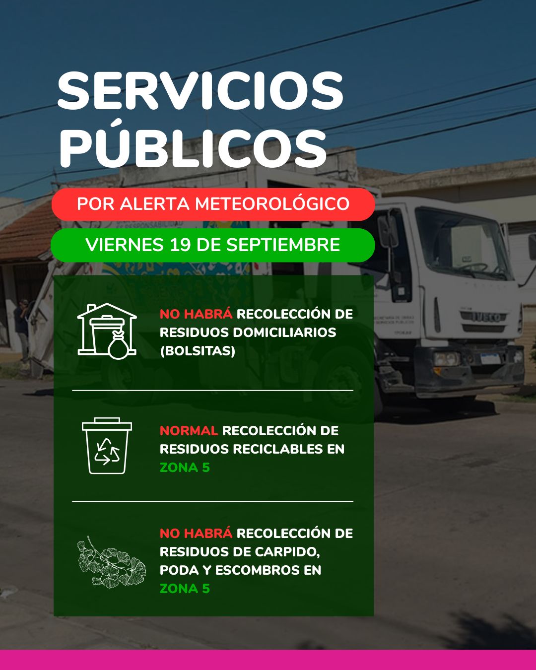 SERVICIOS PÚBLICOS AFECTADOS POR ALERTA METEOROLÓGICA